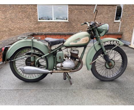 1952 BSA 123cc Bantam D1Registration no. HNR 682 (see text)Frame no. YD1S 81186Engine no. YDL 12053Developed from the pre-war