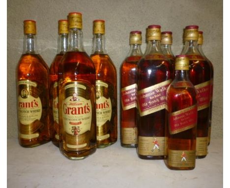 Five litres and one half bottle Johnnie Walker Red Label Old Scotch and four litres William Grants Finest Scotch (10)