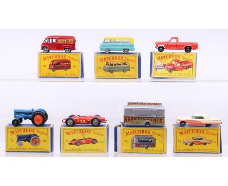 Matchbox: A collection of seven assorted boxed Matchbox vehicles to comprise: Nestle's Van, 69, box complete; Thames Estate C