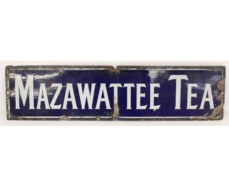 Advertising: An early 20th century, 'Mazawattee Tea', blue and white, enamel sign, showing signs of general wear, measuring a