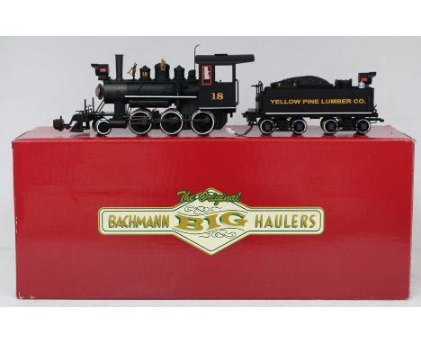 Bachmann: A boxed Bachmann, Baldwin Industrial 2-6-0 Mogul Locomotive and Tender, 1:20.3 Scale, No. 81698, Yellow Pine Lumber