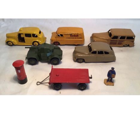 Dinky: A collection of assorted Dinky vehicles to include Austin Taxi, Bedford Kodak Van, Estate Carpenter, Armoured Car, Sta