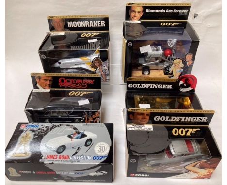 Corgi: A collection of assorted boxed 007 James Bond vehicles to include: Space Shuttle; Mercedes Saloon; Moon Buggy; Aston M