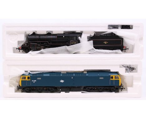 Bachmann: A boxed Bachmann, Class 47 Diesel Locomotive 47035 BR Blue Full Yellow Ends Domino Head Code, 32-802; together with