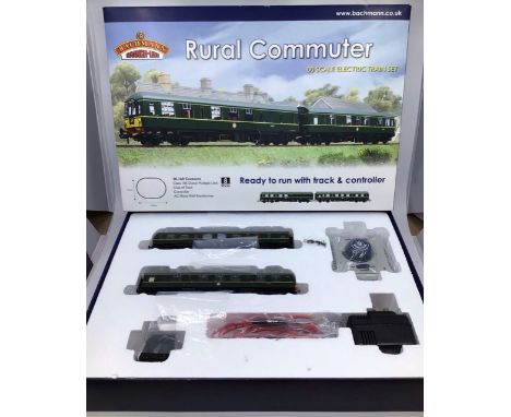 Bachmann: A boxed Bachmann Rural Commuter Set, good condition, no track, power car with some damage. Boxed with instructions.