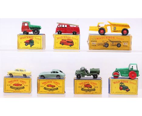 Matchbox: A collection of seven boxed Matchbox vehicles to comprise: Vauxhall Victor, 45, one end box flap missing, one inner