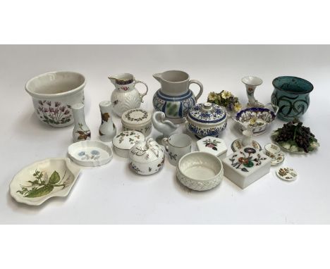 A mixed lot of ceramics to include Portmeirion Botanical Garden; Wedgwood 'Boncath'; Royal Worcester; Wedgwood; Meissen cornu
