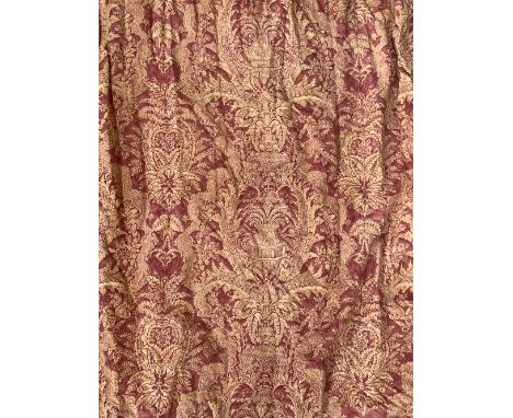 A pair of lined and interlined curtains, 290cm drop, approx. 280cm wide ungathered 