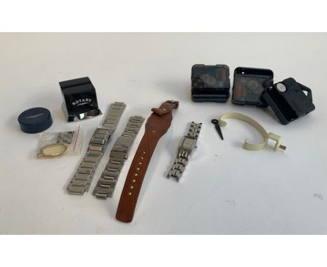 A mixed lot of watch related items, Breil and Kenneth Cole bracelets; a Rotary commercial watch stand; Longine commercial sta