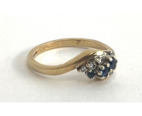 A 9ct gold sapphire and diamond ring, size O, approx. 3.4g 