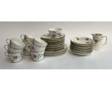 An Aynsley part tea service comprising 38 pieces, with floral gilt decoration 
