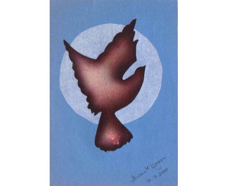 Ilona Bryan - Collage and spray paint, 21cm x 14.8cm. Framed and glazed.

Ilona Bryan is a West Midlands community artist who