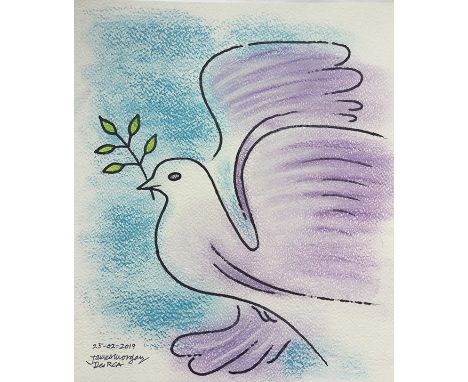 James Morgan - Acrylic paint with black pen on watercolour paper, 29cm x 29cm. Framed and glazed.

Drawing has been an import
