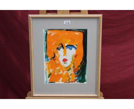 Geoffrey King (b. 1941), acrylic - portrait of a model, initialled and dated '90, in glazed frame, 34.5cm x 26.5cm.Exhibited: