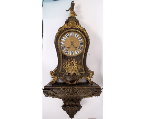 Impressive large Louis XV and later wall-mounted bracket clock, now fitted with an English single fusee movement with anchor 