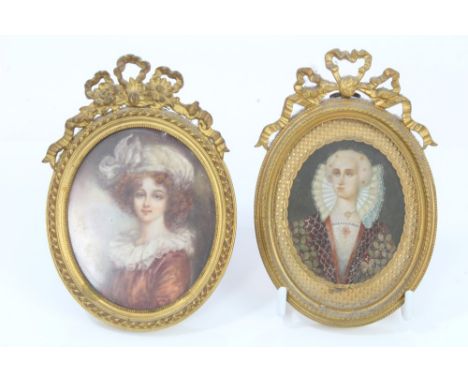 Follower of Vigee Le Brun (1755 - 1842), early 20th century miniature portrait on ivory of a young woman (self portrait of Vi