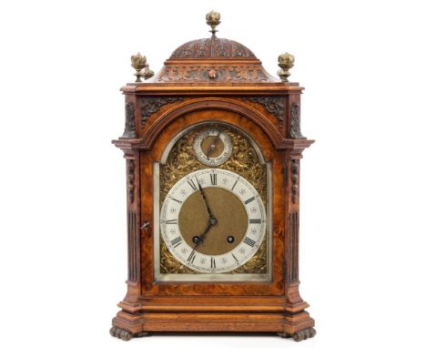 Late 19th century German bracket clock with eight day movement striking on a gong, signed - Lenzkirk AGU, gilt metal break ar