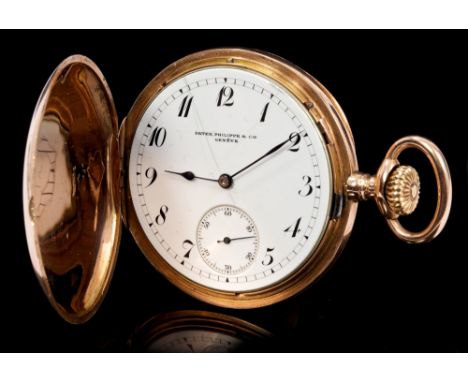 Gentlemen's Patek Philippe 14ct rose gold full hunter pocket watch, the button-wind movement signed and numbered - 91912, the