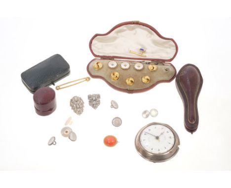 Group of jewellery and bijouterie - to include a George III silver pair-cased pocket watch made for the Turkish Market by Geo