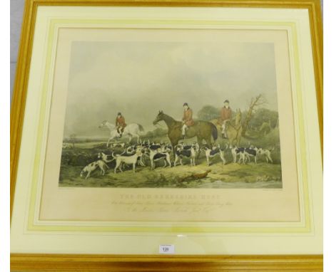 The Old Berkshire Hunt, a large framed hunting print,  90 x 80cm overall