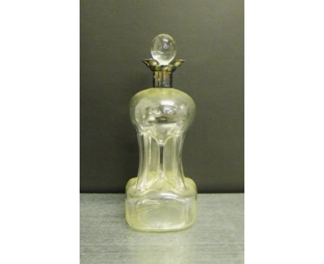 Edwardian silver mounted spirit decanter and stopper with makers marks for John Grinsell & Sons, Birmingham 1906, 26cm high 