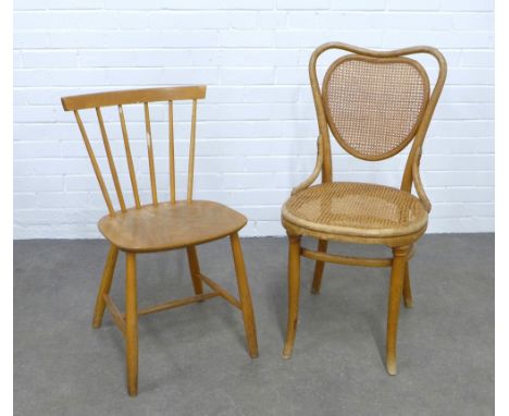 Thonet  bentwood café chair together with a Danish vintage retro side chair, 45 x 93 x 43cm. (2) 
