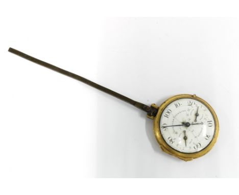 George III pendulum pedometer, enamel dial inscribed 'Spencer &amp; Perkins, London'. 