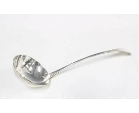 George III Scottish provincial silver soup ladle, Old English pattern,  stamped ABD, 34cm long 