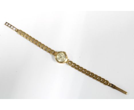 Roamer, ladies vintage 9ct gold wristwatch on a 9ct gold bracelet strap, Birmingham 1962 