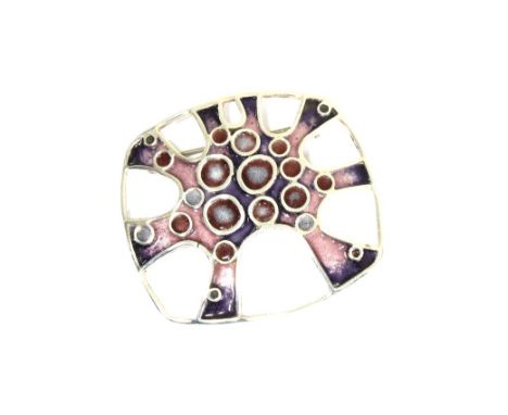 ALASTAIR NORMAN GRANT (SCOTTISH 1943-2017) of Dust Jewellery Lundin Links, a Scottish silver and purple enamel  'MICROSCOPIC 