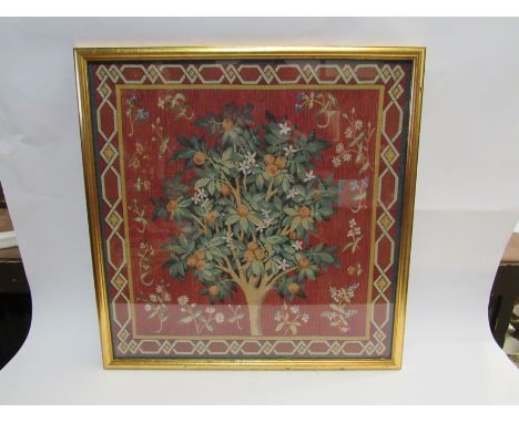 A modern tapestry "The Cluny Orange Tree".  Framed.  49.5cm x 49cm