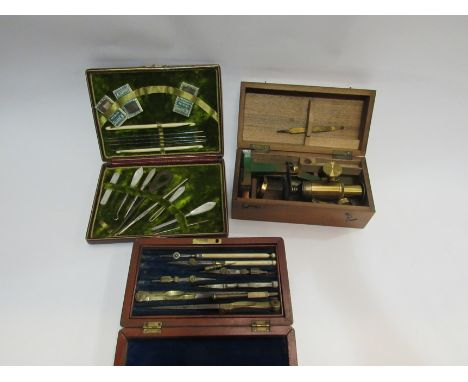 A field microscope, manicure set and draughtsman's set (3)