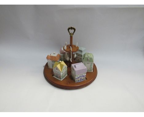 Six Brooks and Bentley spice jars on circular rack