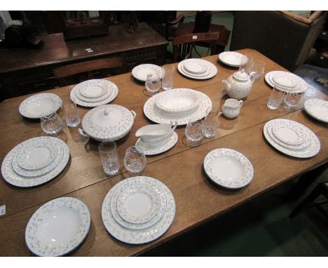 A Royal Worcester "Forget-Me-Not" pattern part dinner/tea service