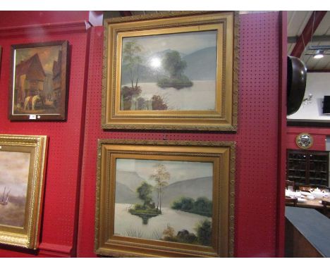A pair of gilt framed mountain and lake watercolours, signed G. Dunlop, 39.5 x 49.5cm