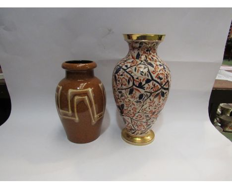 Two ceramic vases, Imari pattern and West German. 37cm and 27cm tall