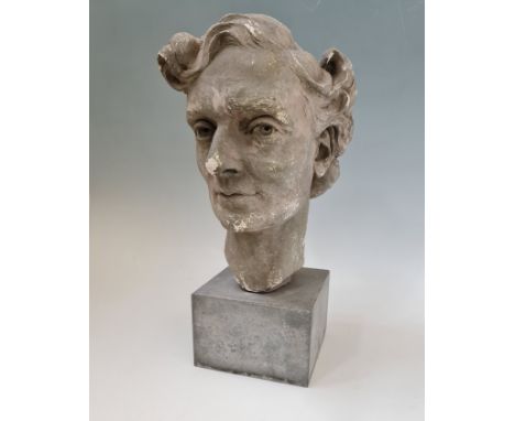 ROY SMITH (R.W.A. Wedgwood sculptor). Signed verso, dated 1946 and titled ‘Gretta’, plaster sculpture, Art Deco style female 