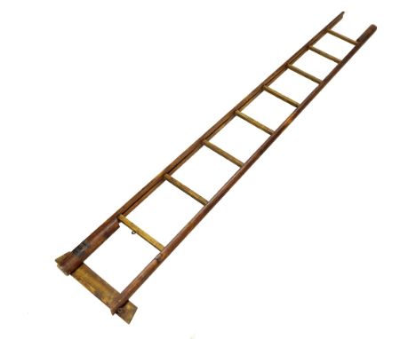 Davis Patent folding library pole ladder (19th century), with two plaques, one inscribed 'A E Podmor & Co. patentees 34 Charl