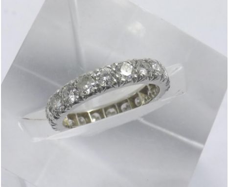 (852 536505-1-a) Platinum brilliant-cut diamond full eternity ring, estimated 1.20ct approx, ring size K-