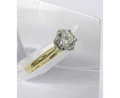 (804 8000550-1-A) 18ct yellow gold round brilliant-cut solitaire diamond ring, 0.70ct approx, clarity SI, colour J/K, ring si