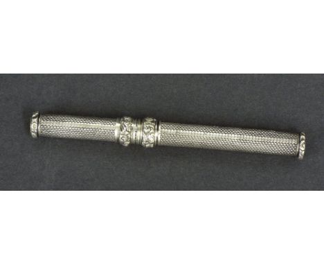Good George IV Sampson Morden & Gabriel Riddel silver telescopic pencil with engine turned decoration and floral bands, Londo