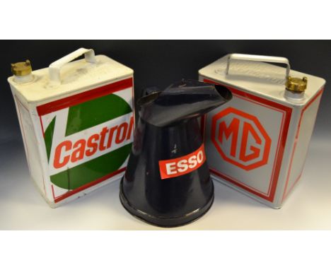 Two vintage petroleum spirit cans - MG; An ESSO oil can (3)