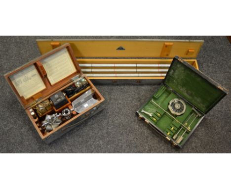 A Hilger &amp; Watts anemometer and stand, cased; a Pilcon shear vane tester with 19mm and 33mm vanes, cased.