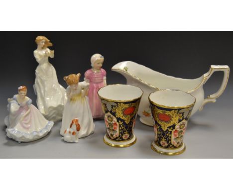 Decorative Ceramics - a Royal Doulton figure Thank You HN 3390, SIT HN3123, Tinkle Bell HN1677, Ninette HN 3215; a pair of De