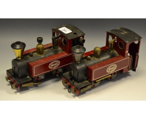 A Mamod Steam Railways Co. 0-4-0 side tank steam engine, red &amp; black; another