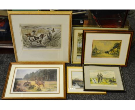 Henry Wilkinson Limited Edition print, Snipe Marsh signed in pencil; David Feather Limited Edition printRed Deer signed in pe