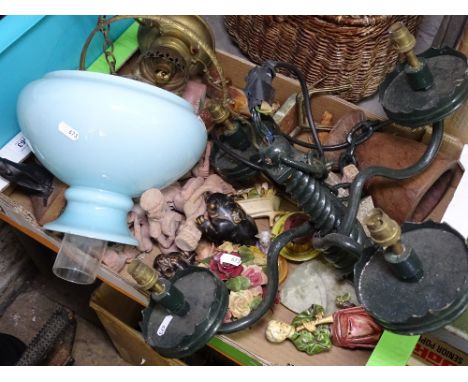 A hanging oil lamp, a chandelier etc
