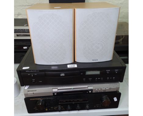 A Wharfedale CD901, a Pioneer DVD player, and a Marantz PM4001 amplifier, and a pair of Denim speakers, GWO 
