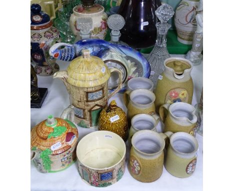 A Jena Bird of Paradise clock, an oil lamp, a Studio coffee set etc