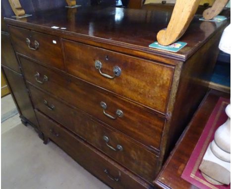 A Georgian mahogany chest with 2 short and 3 long drawers, bracket feet, W110cm